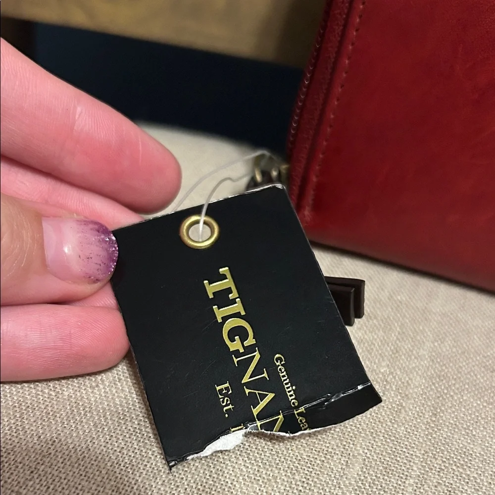 NWT Vintage Tignanello Red and Brown Leather Wallet
